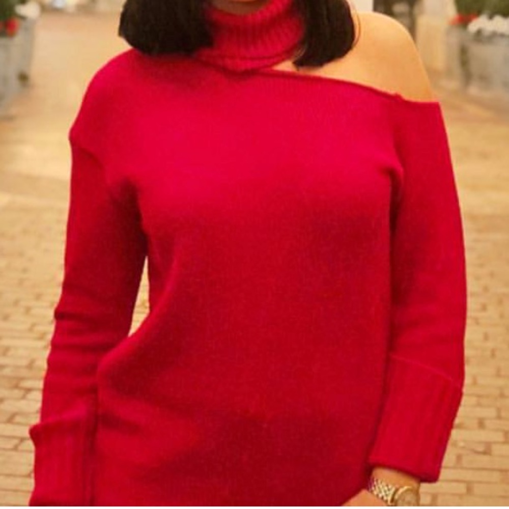 Missguided red turtleneck knit sweater!
